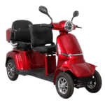 e-tors t42 uitgevoerd in het rood zijaanzicht van het voertuig twee persoons ebike gelderland