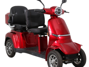 e-tors t42 uitgevoerd in het rood zijaanzicht van het voertuig twee persoons ebike gelderland