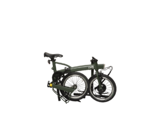 emq light 16 uitgevoerd in de kleur forest zijaanzicht van de fiets volledig opgevouwen ebike gelderland