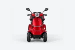 E-TORS T42 tweepersoons scootmobiel in rood, vooraanzicht, op een lichtgrijze studioachtergrond.