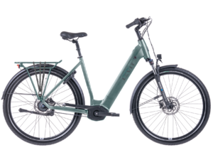levit beleco 5 lowstep in de kleur sage zijaanzicht van de fiets ebike gelderland