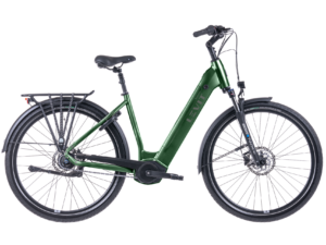 levit beleco 7 lowstep in de kleur emerald zijaanzicht van de fiets ebike gelderland