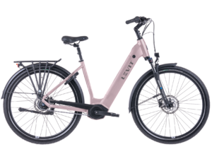 levit beleco 7 lowstep in de kleur rose zijaanzicht van de fiets ebike gelderland