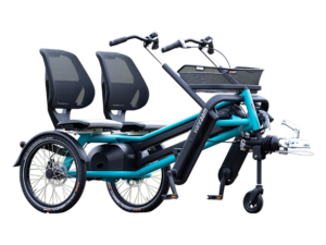 van raam funtrain duofiets aanhanger in de kleur licht blauw zijaanzicht van de duo fiets aanhanger ebike gelderland