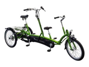 vanraam kivo plus tandem voor een ouder kind in de kleur groen zijaanzicht van de fiets ebike gelderland