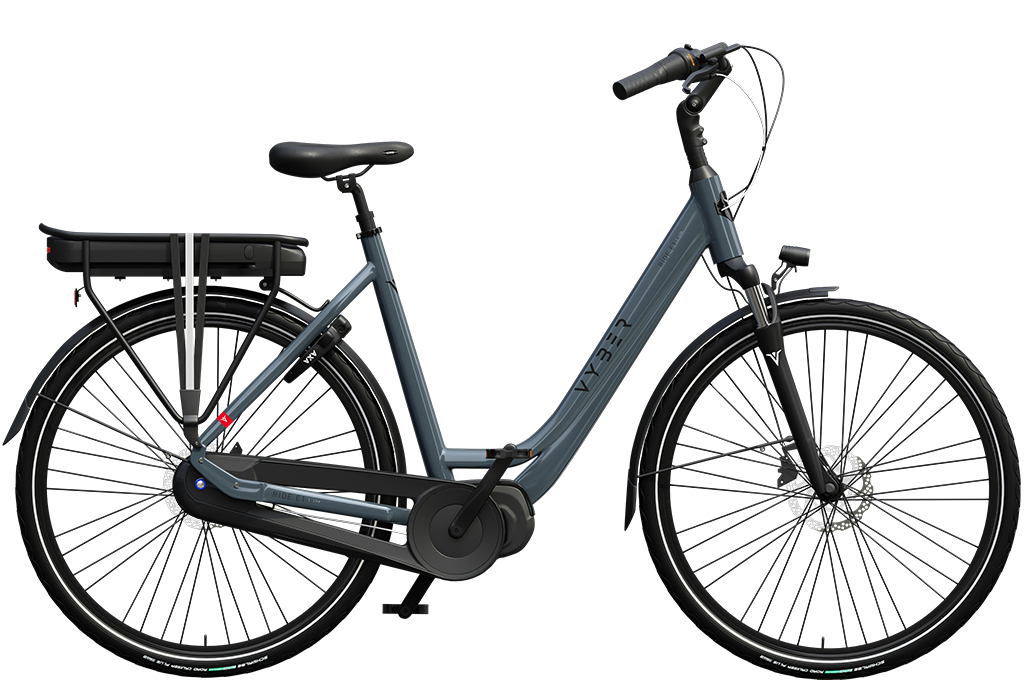 vyber ride e1 lite grijs zijaanzicht van de fiets ebike gelderland vyber ride e1 lite in de kleur grijs zijaanzicht van de fiets ebike gelderland
