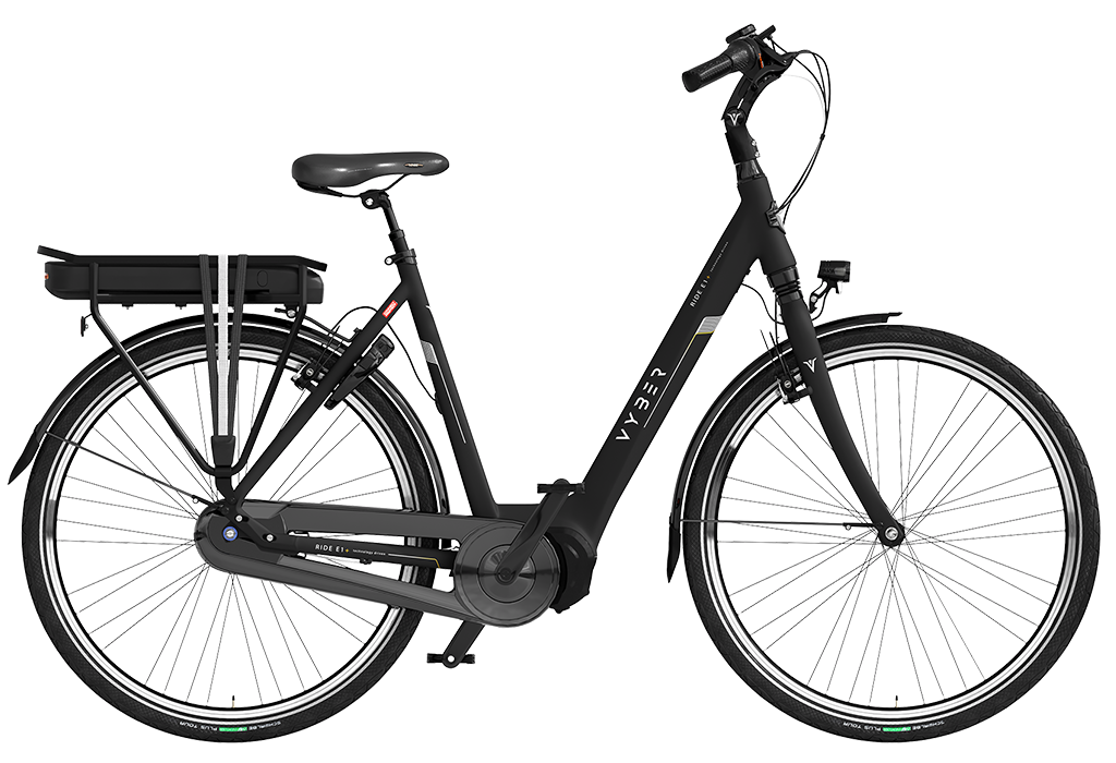 vyber ride e1 plus zwart zijkant van de fiets ebike gelderland vyber ride e1 plus in de kleur zwart zijkant van de fiets ebike gelderland
