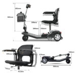 sweetrich air classic in de kleur zwart zijaanzicht afmetingen van de scootmobiel in millimeter aangegeven ebike gelderland