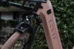 Koplamp, bruine voorband en roze frame met Levit-logo van de BELECO Sports lowstep Woodrose.