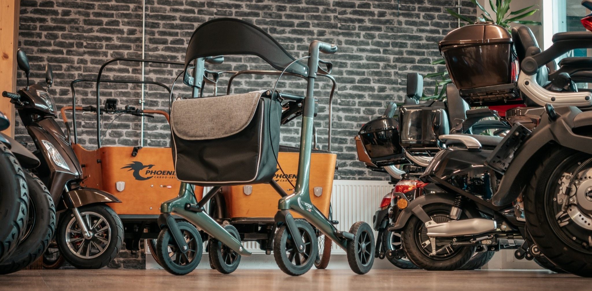 MultiMotion Carbonm rollator in showroom